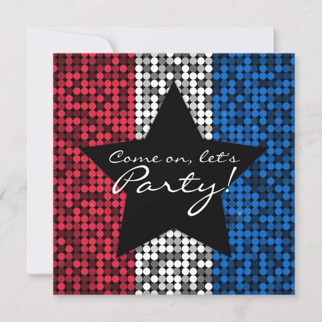 Red White & Blue Glam Custom Invitation (Front)