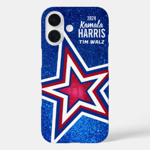 Red White Blue Glitter American Campaign Template iPhone 16 Case