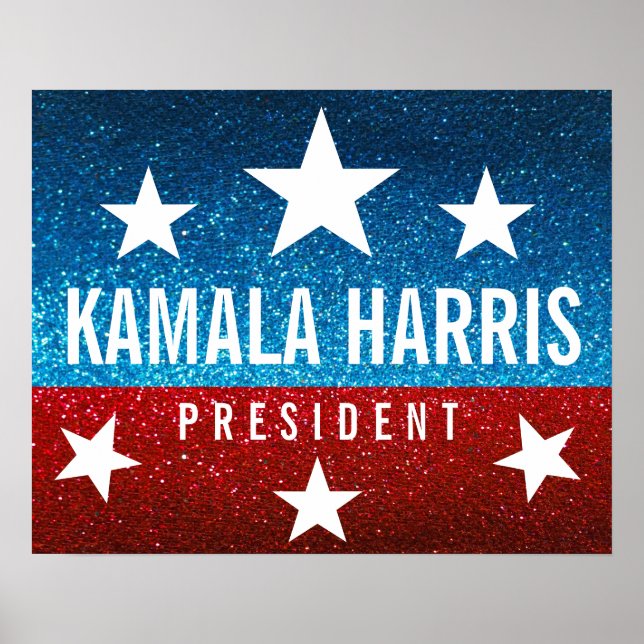 Red White Blue Glitter American Campaign Template Poster (Front)