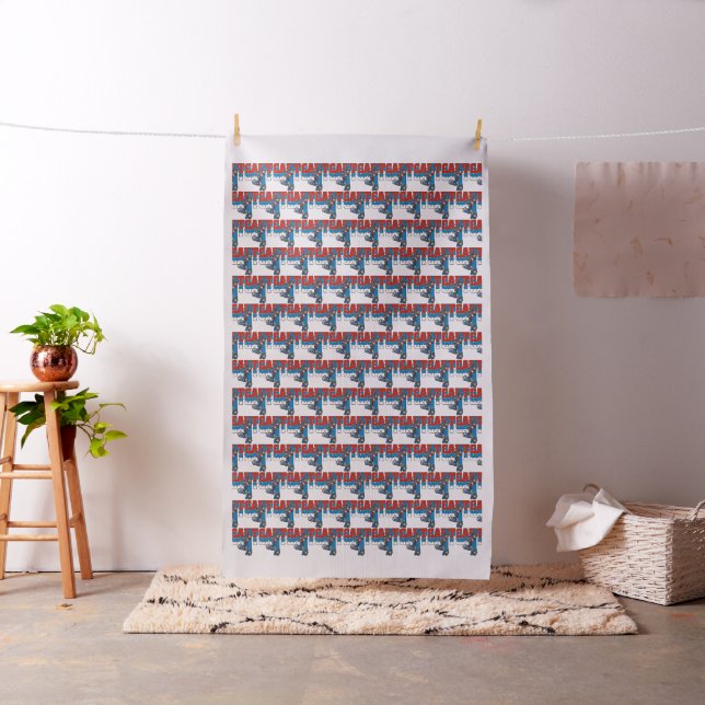 Red, White Blue Go Cart Fabric (In Situ)