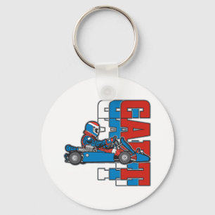 Red, White Blue Go Cart Keychain