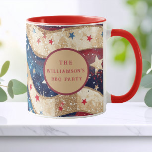 Red White Blue Golden Stripes Mug