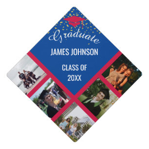 Red, White & Blue Graduation Photo Class Of 2025 Cap Topper