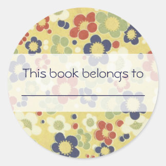 Red, White, Blue & Green Flowers Yellow Classic Round Sticker
