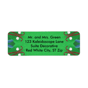Red White Blue Green Kaleidoscope Christmas Labels