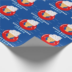 Red White Blue Ice Cream Pool Party Kids Summer Wrapping Paper