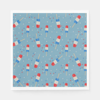 Red White Blue Ice Pops With Stars-Summer Party Napkin