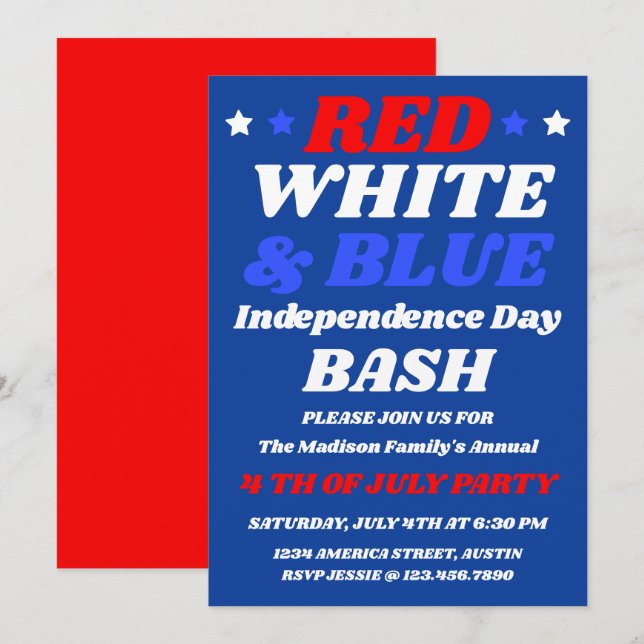 Red White Blue | Independence Day Bash Invitation (Front/Back)
