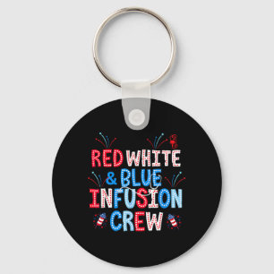 Red White Blue Infusion Crew Nurse 4th Of July IV Keychain