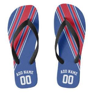 Red White Blue Jersey Stripes /Can Edit Back Flip Flops