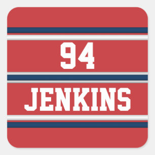 Red White Blue Jersey Stripes Customizable Golf Ha Square Sticker