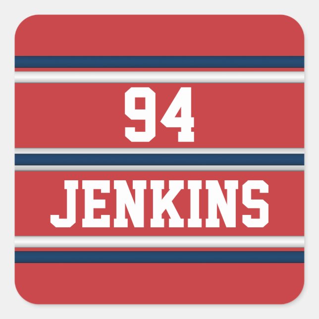 Red White Blue Jersey Stripes Customizable Golf Ha Square Sticker (Front)