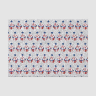 Red, White, Blue July 4 Cupcake Glitter Tissue Paper