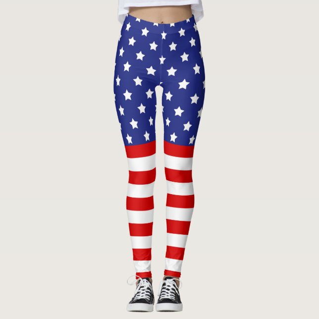 Red White Blue July 4th Leggings (Front)
