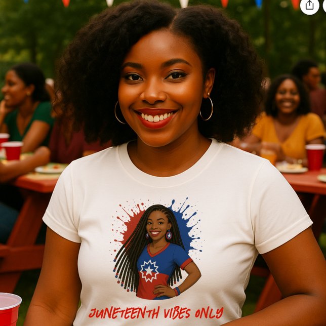 Red, White & Blue Juneteenth Vibes Only   T-Shirt (Creator Uploaded)