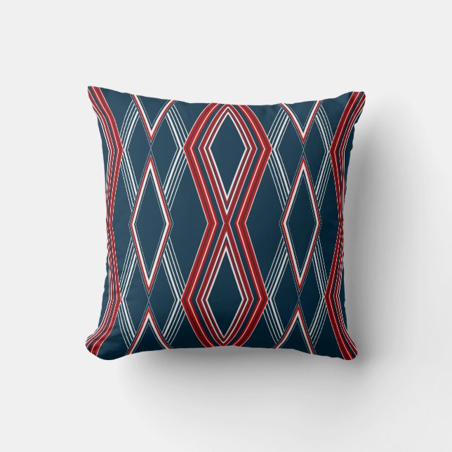 Red, White & Blue Linear Design Throw Pillow (Front)