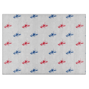 Red white blue lobster pattern Patriotic glass Cutting Board