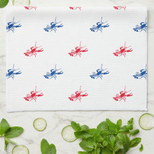 Red white blue lobster pattern Patriotic Kitchen Towel