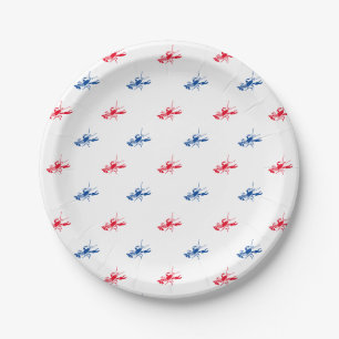 Red white blue lobster pattern Patriotic Paper Plate
