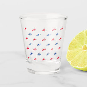 Red white blue lobster pattern patriotic shot glass