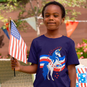 Red White Blue Mane American Unicorn T-Shirt