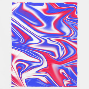 Red White Blue Marbleized Pattern, Fleece Blanket