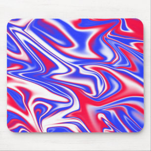 Red White Blue Marbleized Pattern, Mouse Pad