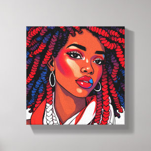 Red white & blue melanin sista black girl magic canvas print