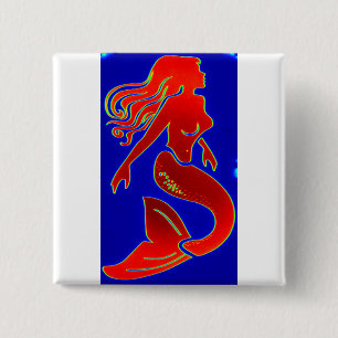 red white blue mermaid button