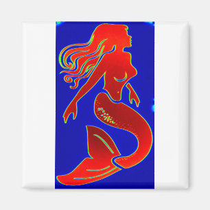 red white blue mermaid magnet