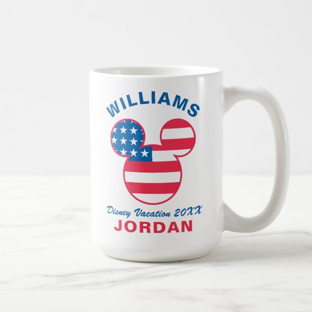 Red White & Blue Mickey | Family Vacation Coffee Mug (Right)