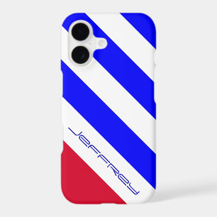Red White Blue Minimalist Diagonal Stripe, Name,