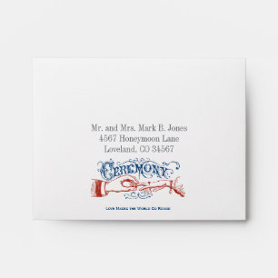 Red White Blue Modern Vintage Typography RSVP Enve Envelopes