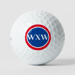Red White Blue Monogram Golf Ball