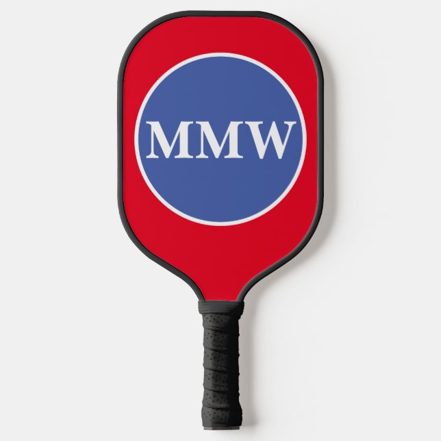 Red White Blue Monogram Pickleball Paddle (Front)