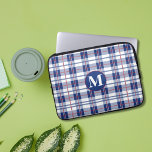 Red, White & Blue Monogram Plaid Laptop Sleeve<br><div class="desc">Protect your laptop with this trendy,  plaid,  laptop sleeve in red,  white and blue. This is a fun,  laptop sleeve for someone who is patriotic,  loves the colours red,  white and blue or plaid patterns. The monogram letter is customizable and would make a great personalized gift.</div>