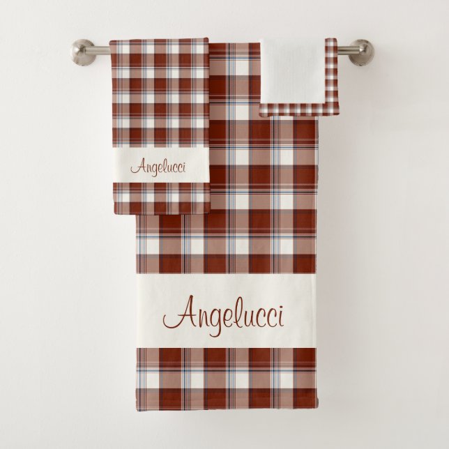 Red, White, Blue Multi Thread Plaid Bath Towel Set (Insitu)