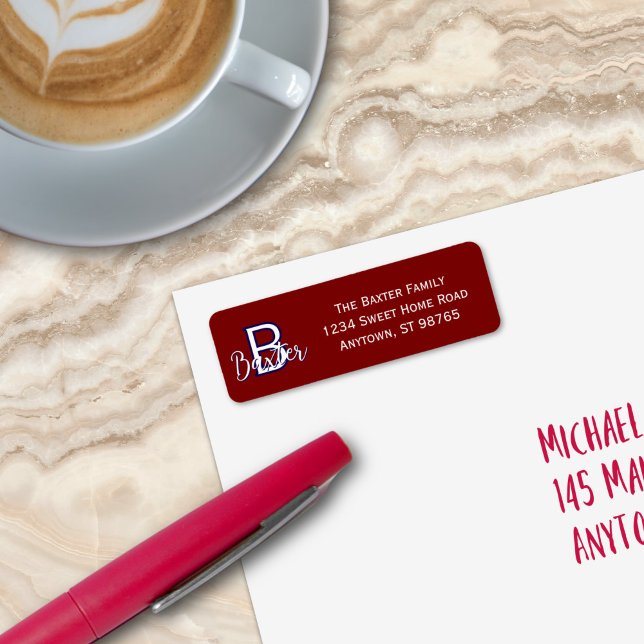 Red White & Blue Name and Monogram Personalized (Red White & Blue Name and Monogram Personalized Label
)