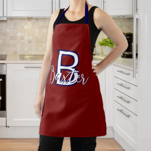 Red White & Blue Name and Monogram Personalized Apron