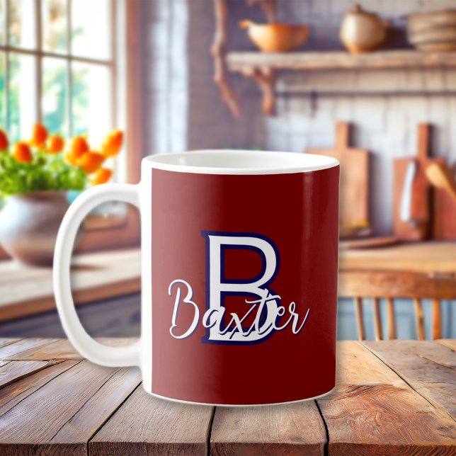 Red White & Blue Name and Monogram Personalized Coffee Mug (Red White & Blue Name and Monogram Personalized Coffee Mug
)