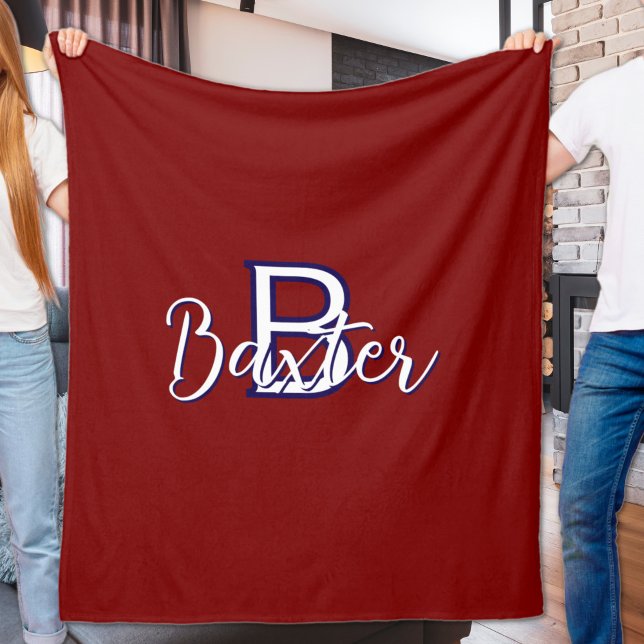 Red White & Blue Name and Monogram Personalized Fleece Blanket (Red White & Blue Name and Monogram Personalized Fleece Blanket
)
