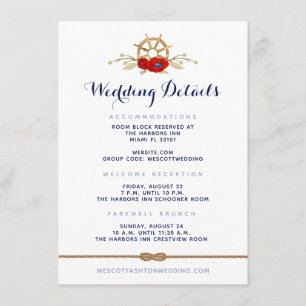 Red White & Blue Nautical Infinity Wedding Details Enclosure Card