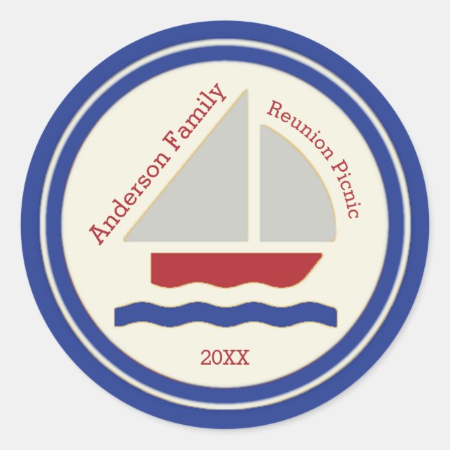 Red,White,Blue Nautical Sailboat Sticker (Front)