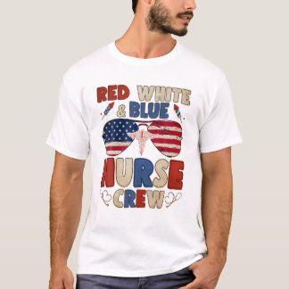 Red White Blue Nurse Crew Sungla T-Shirt