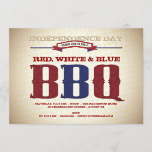 Red, White & Blue Old Time July 4th BBQ Invitation