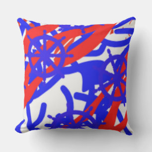 Red White & Blue Outdoor Patio Pillows - Decor