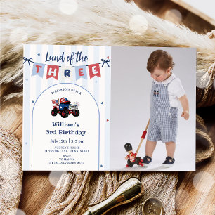 Red White & Blue Patriotic 3rd Birthday Invitation