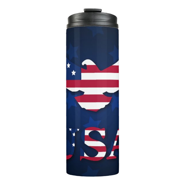 RED WHITE BLUE PATRIOTIC AMERICAN BALD EAGLE THERMAL TUMBLER (Front)