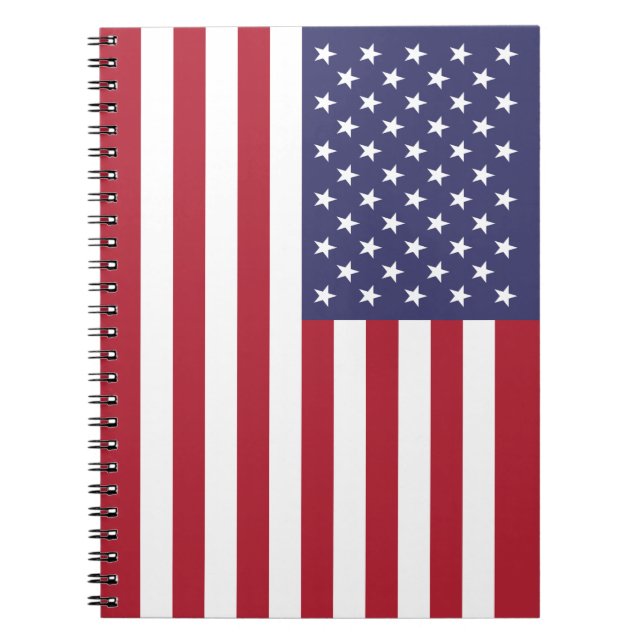 Red White & Blue Patriotic American Flag Notebook (Front)