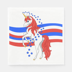 Red White Blue Patriotic American Unicorn Napkin